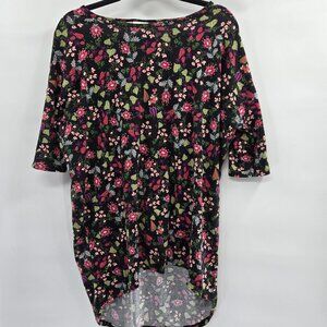 LuLaRoe Dark Floral Oversized Short Sleeved Tunic Top Small